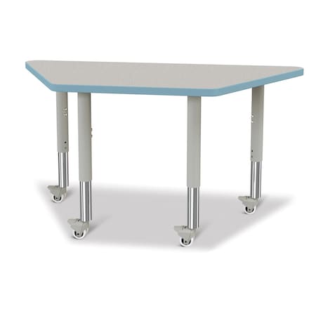 Jonti-Craft Berries Trapezoid Activity Tables, 24 in. x 48 in., Mobile, Freckled Gray/Coastal Blue/Gray 6438JCM131